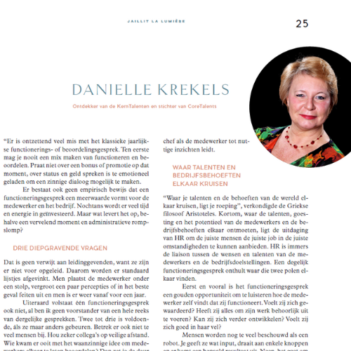 Interview met Danielle Krekels in ZigZagHR omtrent functionerings- en beoordelingsgesprekken