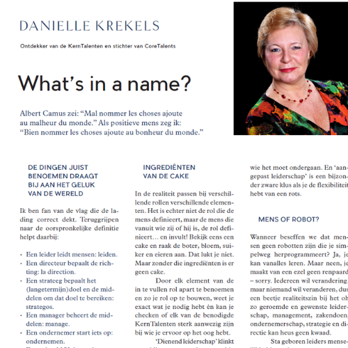 Interview met Danielle Krekels in ZigZagHR omtrent leiderschap, ondernemers en managers